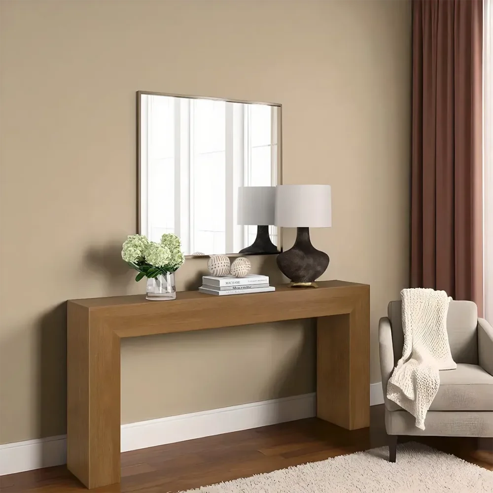 Console Table Oak Laminate Slim Modern - Image 2