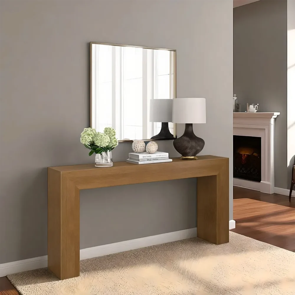 Console Table Oak Laminate Slim Modern - Image 3