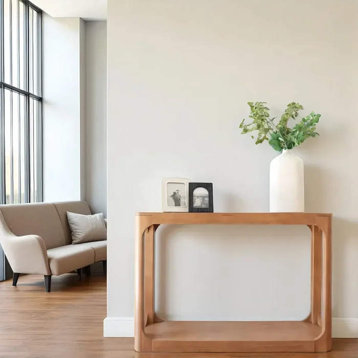 Foyer Table Solid Pecan Wood Luxe Minimal
